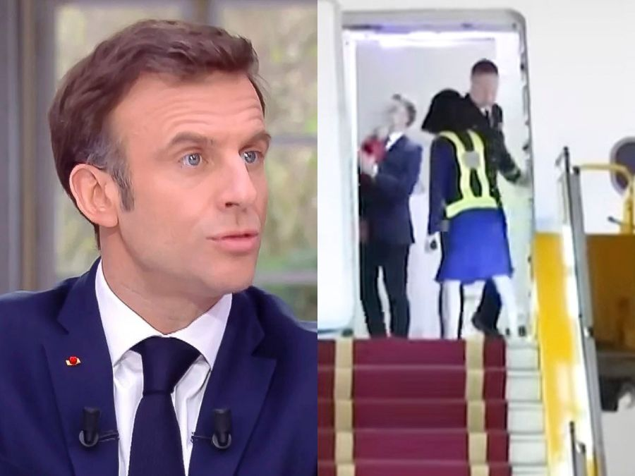 Presidente Francês Emmanuel Macron leva tapa da esposa ao desembarcar no Vietnã